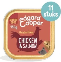 11x Edgard & Cooper Kuipje Vers Vlees Senior Hondenvoer Kip - Zalm 150 Gr -Dierenwinkel 1173x1200