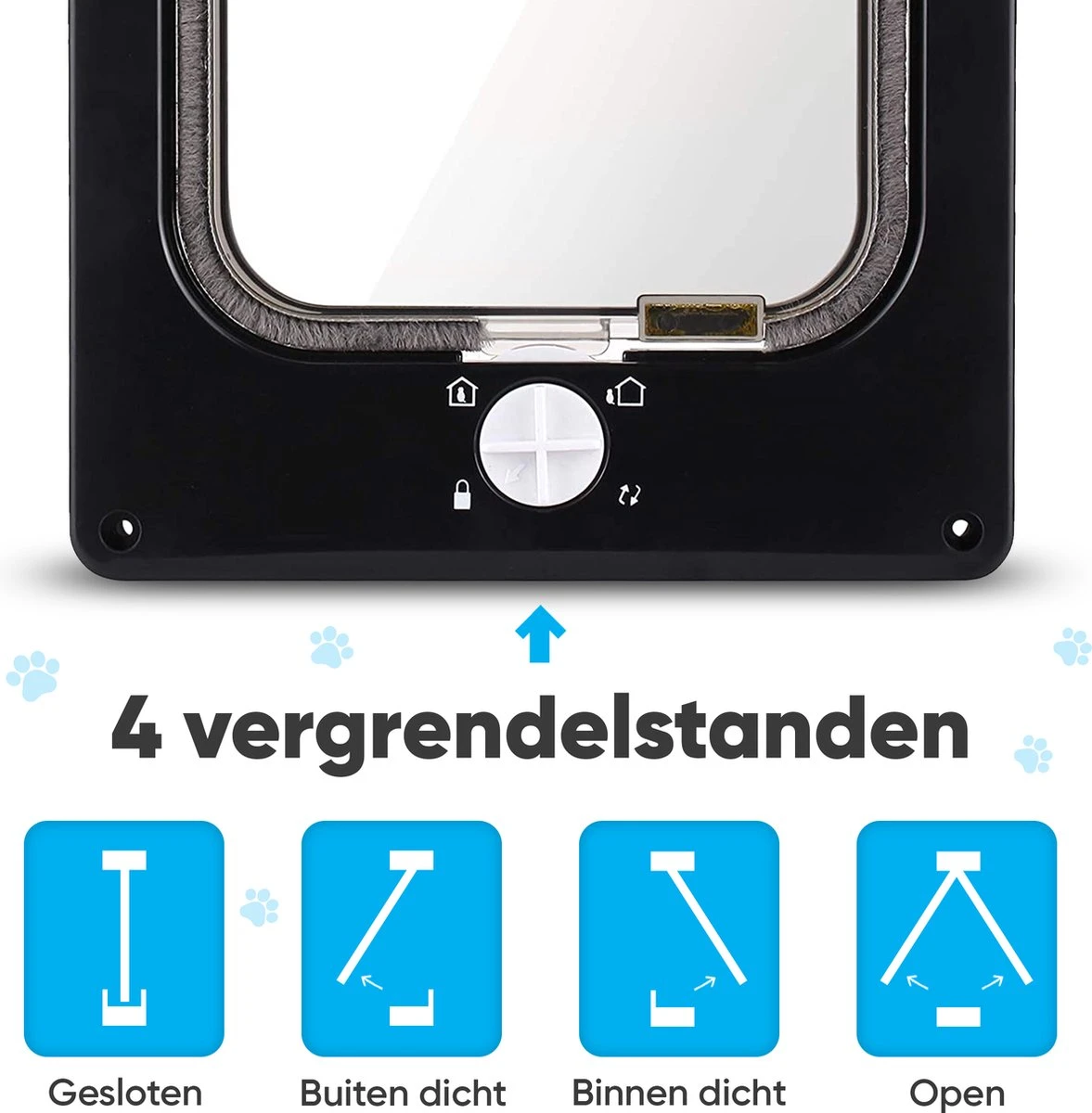 BFreshPets Kattenluik + Massageborstel - Met Tunnel - 4 Vergrendelingsstanden - Weersbestendig - Maat L - Zwart - 27 X 24 Cm 8 BFreshPets Kattenluik + Massageborstel - Met Tunnel - 4 Vergrendelingsstanden - Weersbestendig - Maat L - Zwart - 27 X 24 Cm - Afbeelding 8