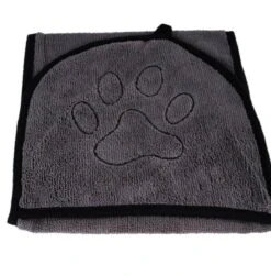 N4dogs – Hondenhanddoek – Honden Handdoek – Microvezel Handdoek – Handdoek Hond – Droogdoek Hond – Dierendeken – Sterk Absorberend – Handdoek Met Zakken - Grijs - 66 X 23 Cm -Dierenwinkel 1183x1200