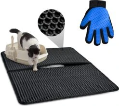 Merkloos Tastelio XXL Kattenbakmat 75x55cm - Groot Kattenbak Mat Met Innovatieve Honingraatstructuur - Dubbele Waterdichte Laag - Katten Bak Mat Met Eenvoudige Reiniging Grit Opvanger -Dierenwinkel 1200x1071 3