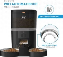 Pretty Paws QQ003 - Wifi Voermachine - Dubbele Voerbakjes - Zwart - Kat - 6L -Dierenwinkel 1200x1074 1
