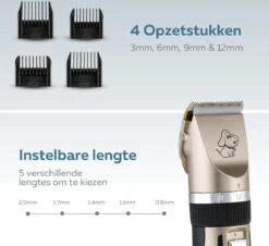 BYER Professionele Dieren Tondeuse Set - Voor Huisdieren Katten & Honden - Draadloos - Oplaadbare Pet Trimmer - Dog Tondeuze Clipper - 5 Standen & Vier Opzetkammen - Low Noise -Dierenwinkel 1200x1096 2