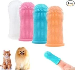 Dierenwinkel 9 Doodadeals® 4 Stuks Siliconen Honden Tandenborstel - Tanden Borstel Hond - Silicone Dog Tootbrush - Multikleur