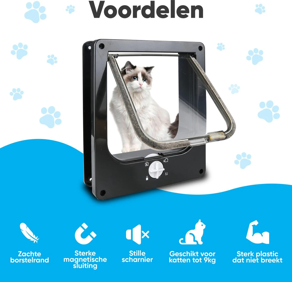 BFreshPets Kattenluik + Massageborstel - Met Tunnel - 4 Vergrendelingsstanden - Weersbestendig - Maat L - Zwart - 27 X 24 Cm 9 BFreshPets Kattenluik + Massageborstel - Met Tunnel - 4 Vergrendelingsstanden - Weersbestendig - Maat L - Zwart - 27 X 24 Cm - Afbeelding 9