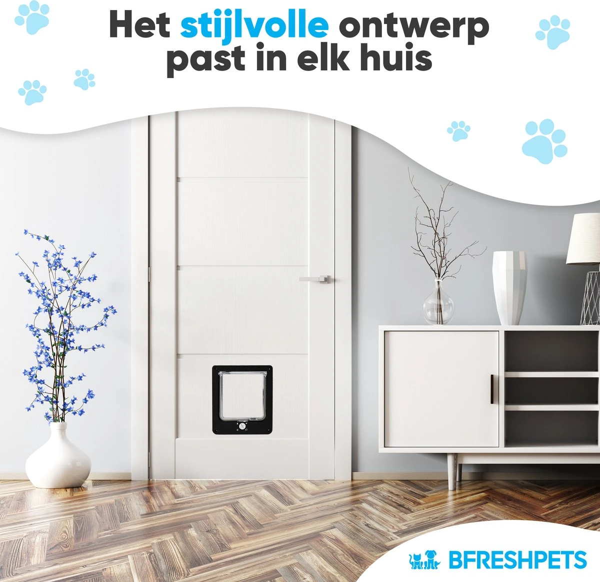 BFreshPets Kattenluik + Massageborstel - Met Tunnel - 4 Vergrendelingsstanden - Weersbestendig - Maat L - Zwart - 27 X 24 Cm 3 BFreshPets Kattenluik + Massageborstel - Met Tunnel - 4 Vergrendelingsstanden - Weersbestendig - Maat L - Zwart - 27 X 24 Cm - Afbeelding 3