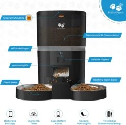 Pretty Paws QQ003 - Wifi Voermachine - Dubbele Voerbakjes - Zwart - Kat - 6L -Dierenwinkel 1200x1188