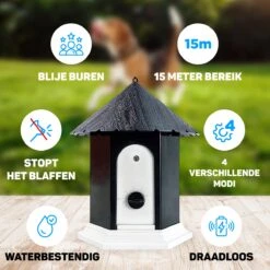 Vulpes Pets® Anti Blaf Apparaat Pro - Anti Blafband Voor Alle Honden - Luxe Hondentrainer - Diervriendelijk & Zonder Schok - Inclusief 9V Batterij - Waterbestendig - Ophangbaar - Instelbare Ultrasone Niveauregeling - 4 Standen -Dierenwinkel 1200x1200 215