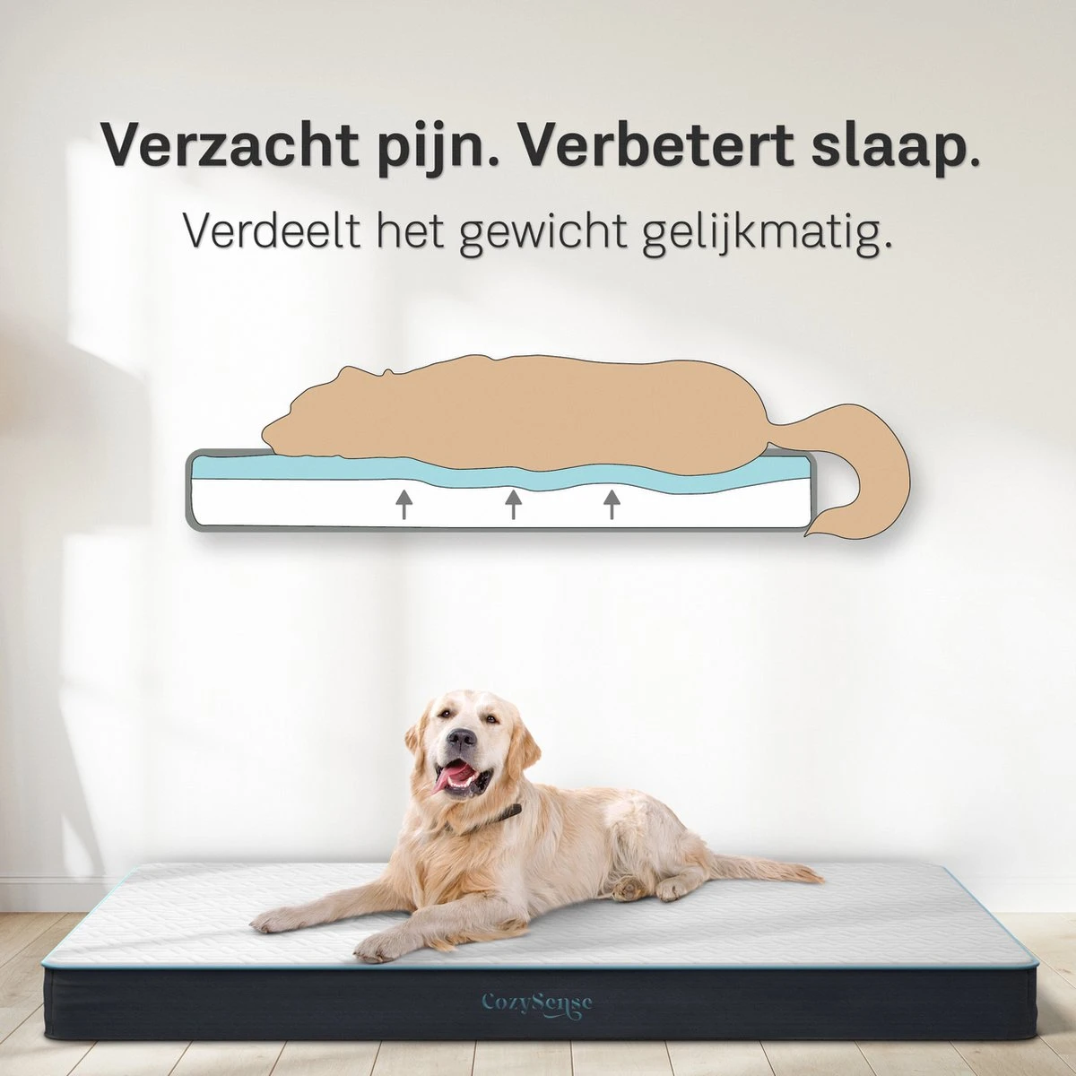 CozySense® - Orthopedisch Hondenkussen - Hondenkussen 90 X 55 Cm - Ook Geschikt Als Benchkussen & Hondenbed - Hondenkussen Bank - Traagschuim - Waterdicht - Wasbare Hoes - Maat L 3 CozySense® - Orthopedisch Hondenkussen - Hondenkussen 90 X 55 Cm - Ook Geschikt Als Benchkussen & Hondenbed - Hondenkussen Bank - Traagschuim - Waterdicht - Wasbare Hoes - Maat L - Afbeelding 3