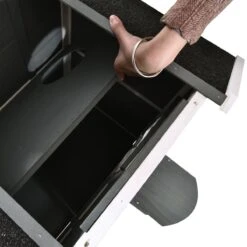 PawHut Kattenhuis Voor Buiten Kattenhut Met 2 Verdiepingen Kattenvilla, Asfaltdak, Massief Hout Grijs D30-236 -Dierenwinkel 1200x1200 421