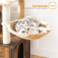 Signature Home Lola Krabpaal Met Kattenbak - Kattenbak Hangmat Mand Katten Huis - Kattenhuis Met Deur En Slot - Krabpalen Katten Huis - Kattenbakmeubel Verborgen - Alles-in-één Kattenspeelgoed Met Kattenhuis - Bruin - 70cm X 132cm X 48cm -Dierenwinkel 1200x1200 429