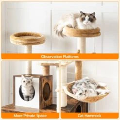 Signature Home Lola Krabpaal Met Kattenbak - Kattenbak Hangmat Mand Katten Huis - Kattenhuis Met Deur En Slot - Krabpalen Katten Huis - Kattenbakmeubel Verborgen - Alles-in-één Kattenspeelgoed Met Kattenhuis - Bruin - 70cm X 132cm X 48cm -Dierenwinkel 1200x1200 433