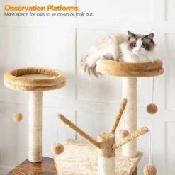 Signature Home Lola Krabpaal Met Kattenbak - Kattenbak Hangmat Mand Katten Huis - Kattenhuis Met Deur En Slot - Krabpalen Katten Huis - Kattenbakmeubel Verborgen - Alles-in-één Kattenspeelgoed Met Kattenhuis - Bruin - 70cm X 132cm X 48cm -Dierenwinkel 1200x1200 435