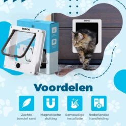 Skipoo Kattenluik Met Tunnel - Weerbestendig - Grote Kat - 4 Vergrendelingsstanden - Wit -Dierenwinkel 1200x1200 520