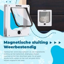 Skipoo Kattenluik Met Tunnel - Weerbestendig - Grote Kat - 4 Vergrendelingsstanden - Wit -Dierenwinkel 1200x1200 522