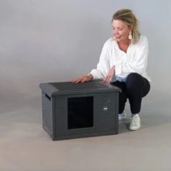 RHRQuality Kattenhuis Voor Binnen En Buiten Kattenhok Villa De Luxe Grijs -Dierenwinkel 1200x1200 571