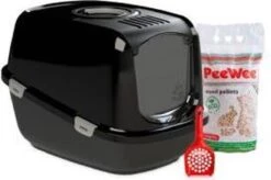 PeeWee Kattenbak XXL EcoDome Startpakket - Zwart - 66,5 X 48,5 X 46,5 Cm -Dierenwinkel 1200x797 2
