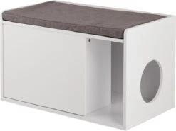 Relaxdays Kattenbak Ombouw - Met Zitkussen - Kattenhuis Wit - Kattenmeubel - Kattenkast -Dierenwinkel 1200x898 3