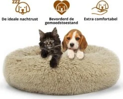 Behave Donut Hondenmand - Hondenkussen - Hondenbed - Kattenmand - Fluffy - Donut - 50cm - Beige -Dierenwinkel 1200x966 1