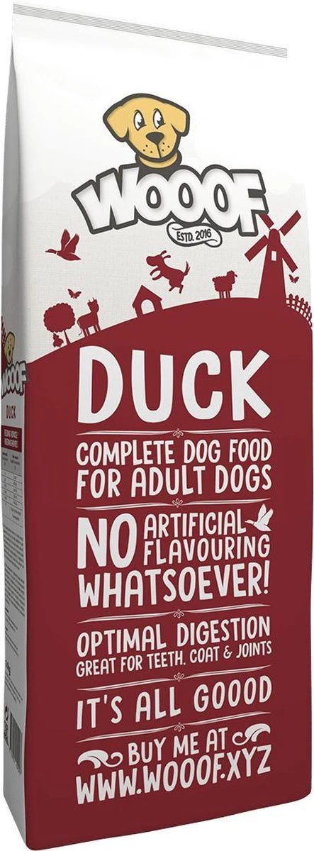WOOOF Eend 18KG - Geperst Hondenvoer - Hypoallergeen Hondenvoer - Geperste Hondenbrokken - Droogvoer 8 WOOOF Eend 18KG - Geperst Hondenvoer - Hypoallergeen Hondenvoer - Geperste Hondenbrokken - Droogvoer - Afbeelding 8